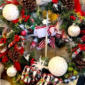 Christmas Wreath Sale- Gorgeous red & black & white wreath. 15in/28 in exterior